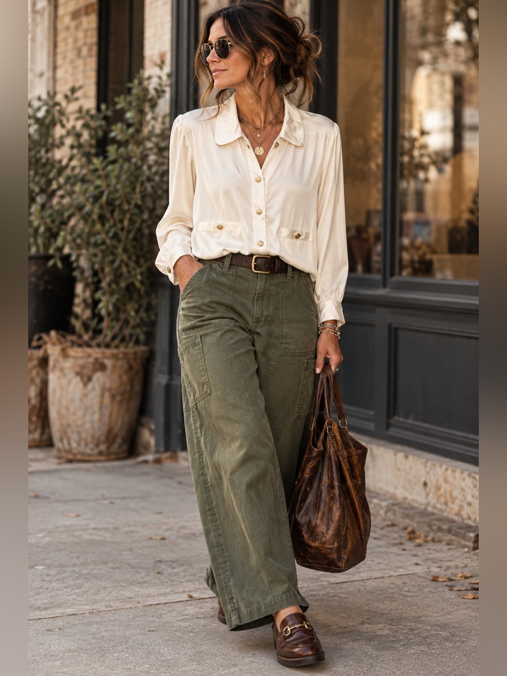 J. Crew White Blouse with Gold Buttons